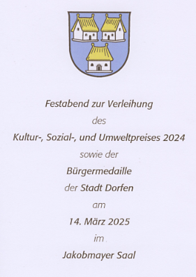 Einladung zur Verleihung des Dorfener Kulturpreises 2024
